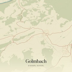 Fototapeta premium Vintage map of Golmbach, Germany.