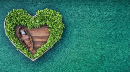 Heart Shaped Boat Dock with Couple Romantic Getaway