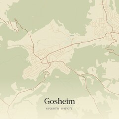 Fototapeta premium Vintage map of Gosheim, Germany.