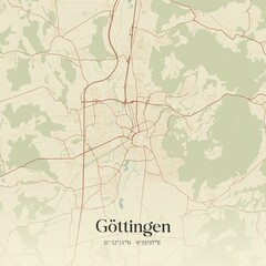 Vintage map of Gottingen, Germany.