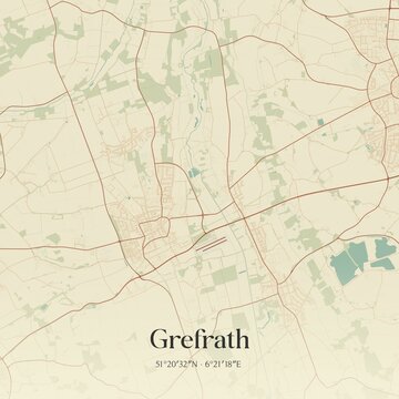 Vintage map of Grefrath, Germany.