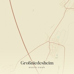Vintage map of Großniedesheim, Germany.