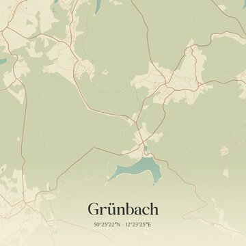 Vintage map of Grunbach, Germany.