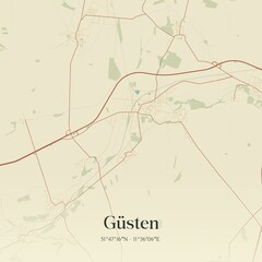 Vintage map of Gusten, Germany.