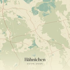 Vintage map of Hahnichen, Germany.