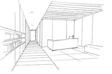 Drawing exterior and interior architectural lines. , Graphic assembly in architecture and interior design work. ,Sketch ideas for interior or exterior designs.