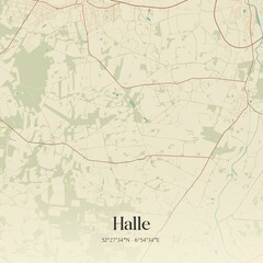 Vintage map of Halle, Germany.