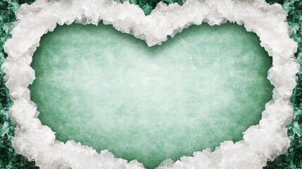 Heart Shaped Frame Emerald Green Background White Crystal Border