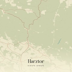 Fototapeta premium Vintage map of Harztor, Germany.