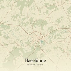 Vintage map of Haselunne, Germany.