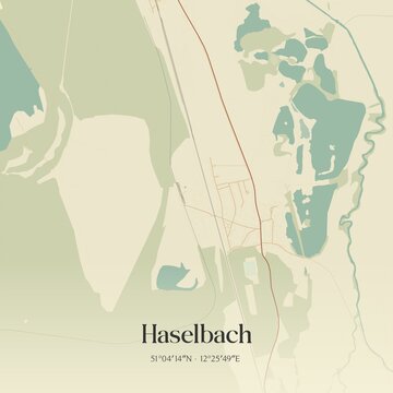 Vintage map of Haselbach, Germany.
