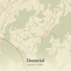 Fototapeta premium Vintage map of Haunetal, Germany.