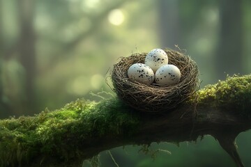 Obraz premium quail eggs in nest