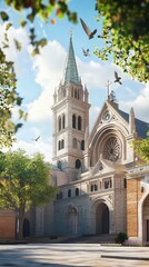 Obraz premium Stone cathedral on a sunny day