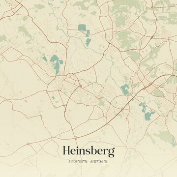 Vintage map of Heinsberg, Germany.