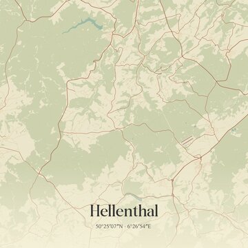 Vintage map of Hellenthal, Germany.