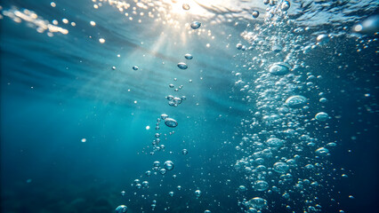 Fototapeta premium Underwater bokeh effects captured beneath the waves ocean depths photography aquatic environment tranquil viewpoint