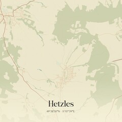 Obraz premium Vintage map of Hetzles, Germany.