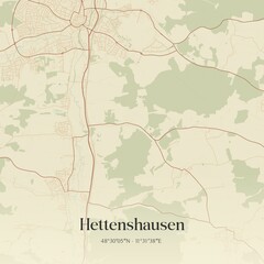 Fototapeta premium Vintage map of Hettenshausen, Germany.