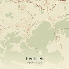 Vintage map of Heubach, Germany.