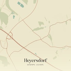 Vintage map of Heyersdorf, Germany.