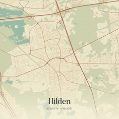 Vintage map of Hilden, Germany.