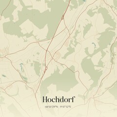 Vintage map of Hochdorf, Germany.