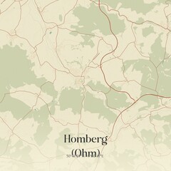 Vintage map of Homberg (Ohm), Germany.