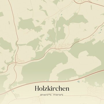 Vintage map of Holzkirchen, Germany.