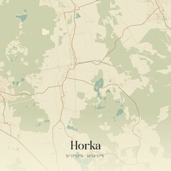 Vintage map of Horka, Germany.
