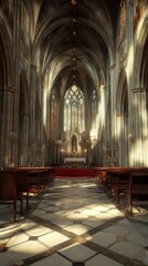 Obraz premium Sunlit Gothic church interior
