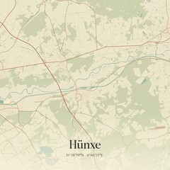 Vintage map of Hunxe, Germany.