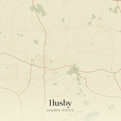 Fototapeta premium Vintage map of Husby, Germany.