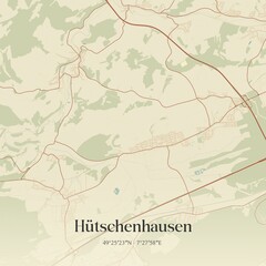 Vintage map of Hutschenhausen, Germany.