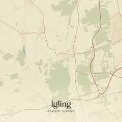 Vintage map of Igling, Germany.