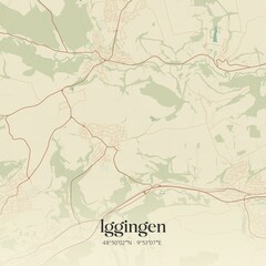 Vintage map of Iggingen, Germany.