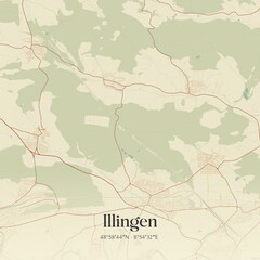 Fototapeta premium Vintage map of Illingen, Germany.