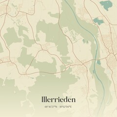 Vintage map of Illerrieden, Germany.