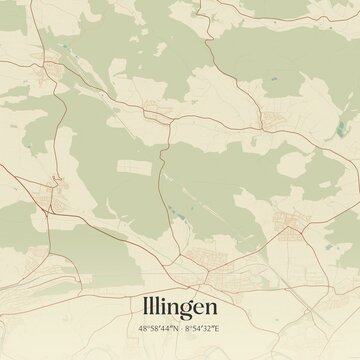 Vintage map of Illingen, Germany.
