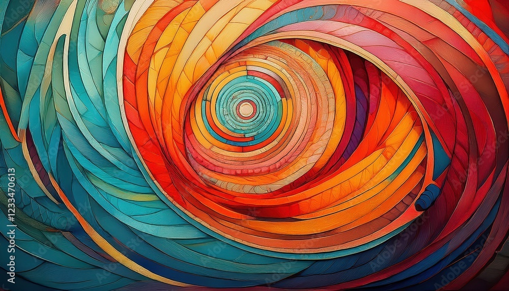 Poster vibrant abstraction textured round background with a kaleidoscope of colors and captivating textures