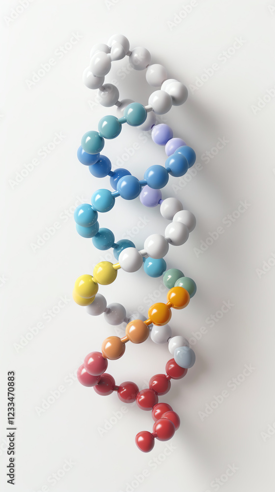 Poster colorful dna molecule structure in abstract three-dimensional design