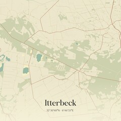 Vintage map of Itterbeck, Germany.