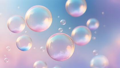 Bokeh wonder colorful soap bubbles in a dreamy sky macro photography ethereal atmosphere close-up view