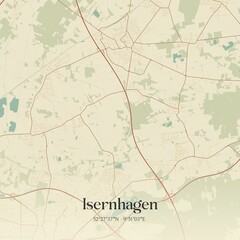 Fototapeta premium Vintage map of Isernhagen, Germany.