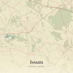 Vintage map of Issum, Germany.