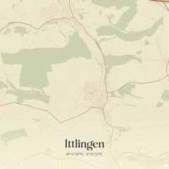 Vintage map of Ittlingen, Germany.