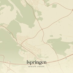 Fototapeta premium Vintage map of Ispringen, Germany.