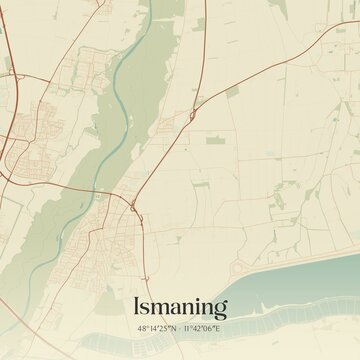 Vintage map of Ismaning, Germany.