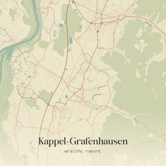Vintage map of Kappel-Grafenhausen, Germany.