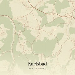 Fototapeta premium Vintage map of Karlsbad, Germany.
